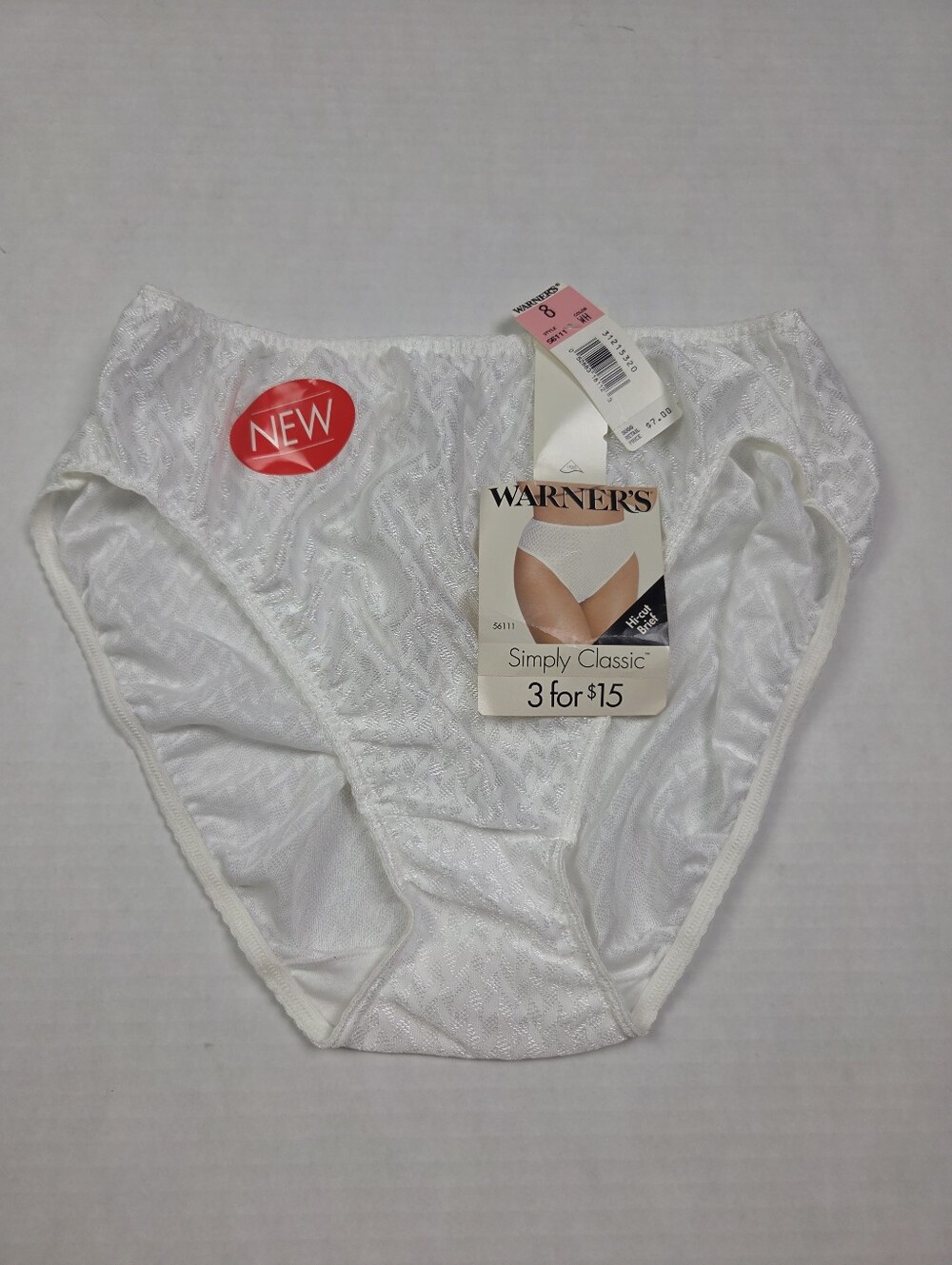 Deadstock vintage White 80s 90s shiny simply classic highcut brief pantie